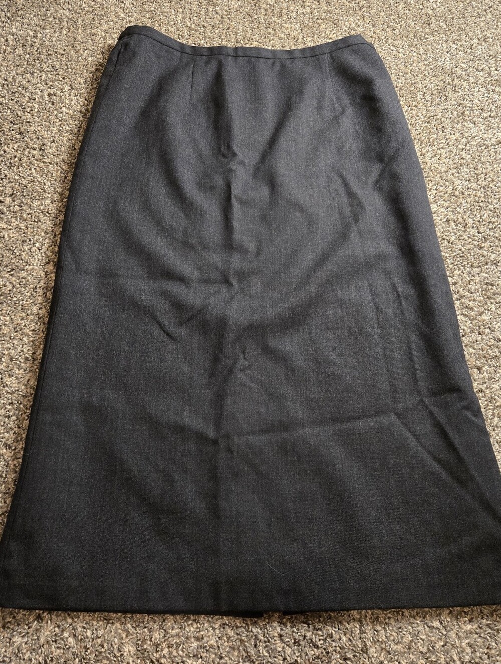 Vintage Sag Harbor Grey 100% Pure Wool Long Pencil Skirt Career Wear 18